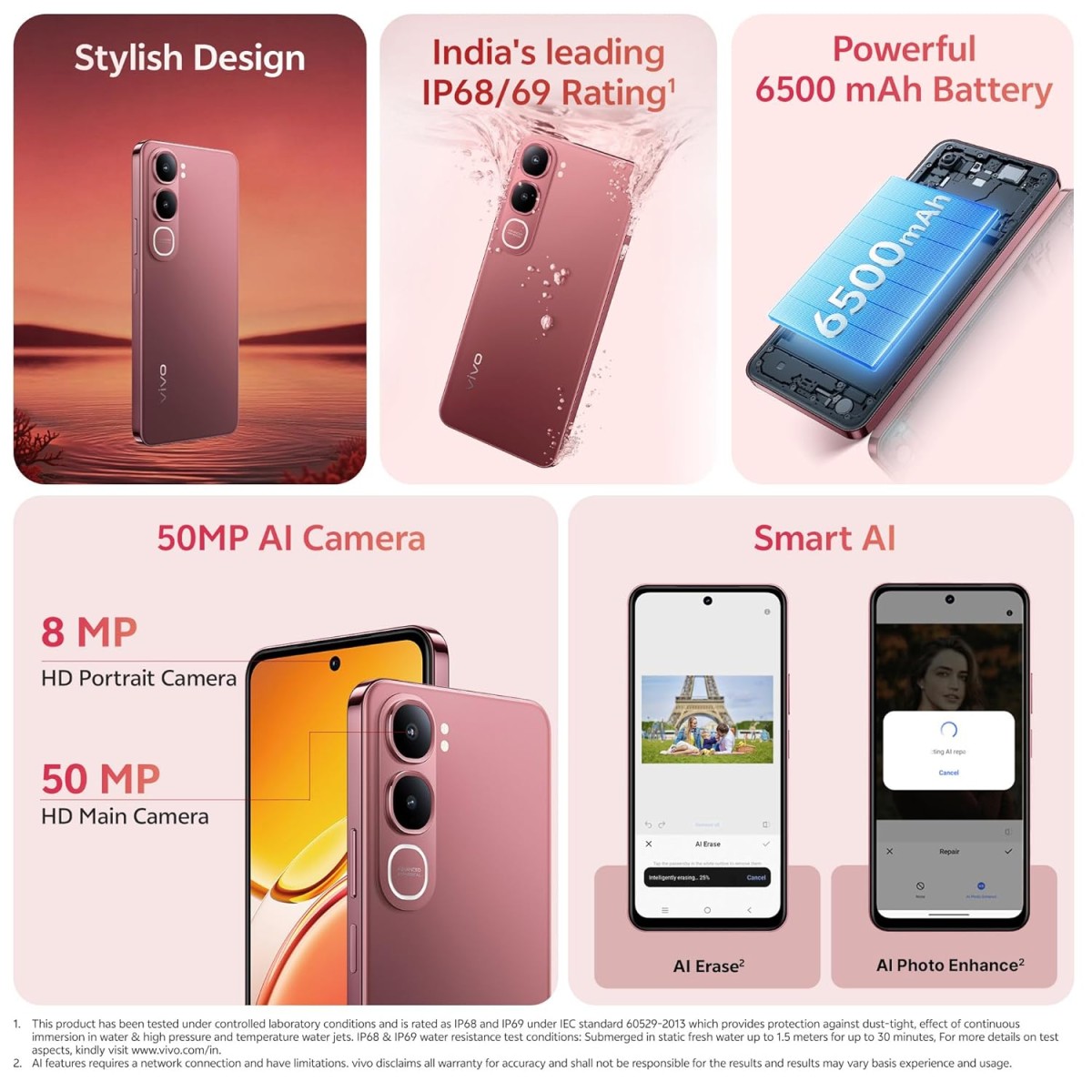 vivo Y31 5G (Blush Red, 6GB RAM, 128GB Storage) with No Cost EMI/Additional Exchange