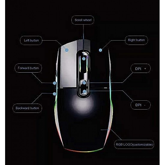 Live Tech Vulcan Wired USB Gaming Mouse 7 Programmable Buttons 2750 DPI Sensor RGB Lighting Durable for Windows PC Gamers