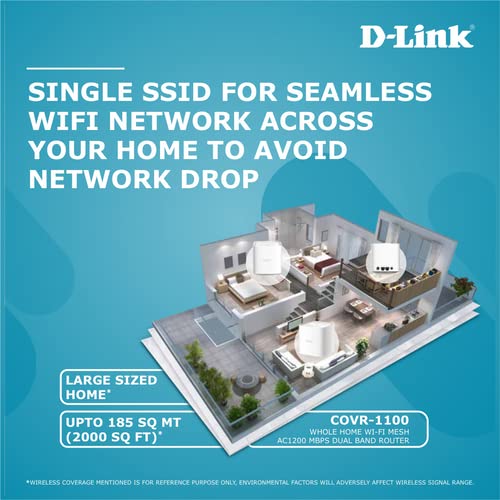 D-Link COVR 1100 AC1200 MU-MIMO Dual Band Whole Home EasyMesh Wi-Fi Router D-Link COVR 1100 AC1200 MU-MIMO Dual Band Whole Home EasyMesh Wi-Fi Router