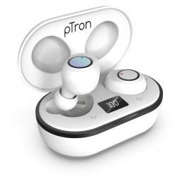 pTron Bassbuds Jets True Wireless Bluetooth 5.0 Headphones, 20Hrs Total Playback with Case (white)