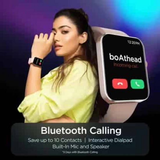 boAt Wave Flex Connect with 1.83 HD Display,Bluetooth Calling Pink Strap Free Size
