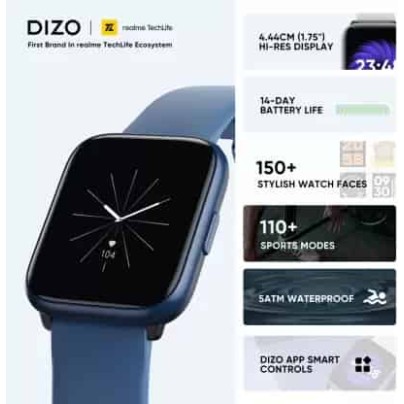 DIZO Watch D Sharp 1.75" with High Res (320*390) Display By realme tech Life Black DIZO Watch D Sharp 1.75" with High Res (320*390) Display By realme tech Life Black