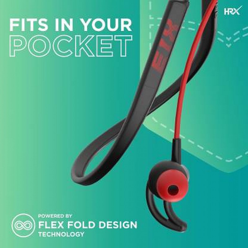 HRX X-Wave 7R with Flex Fold Design Technology Bluetooth Headset (Mars Red, In the Ear)