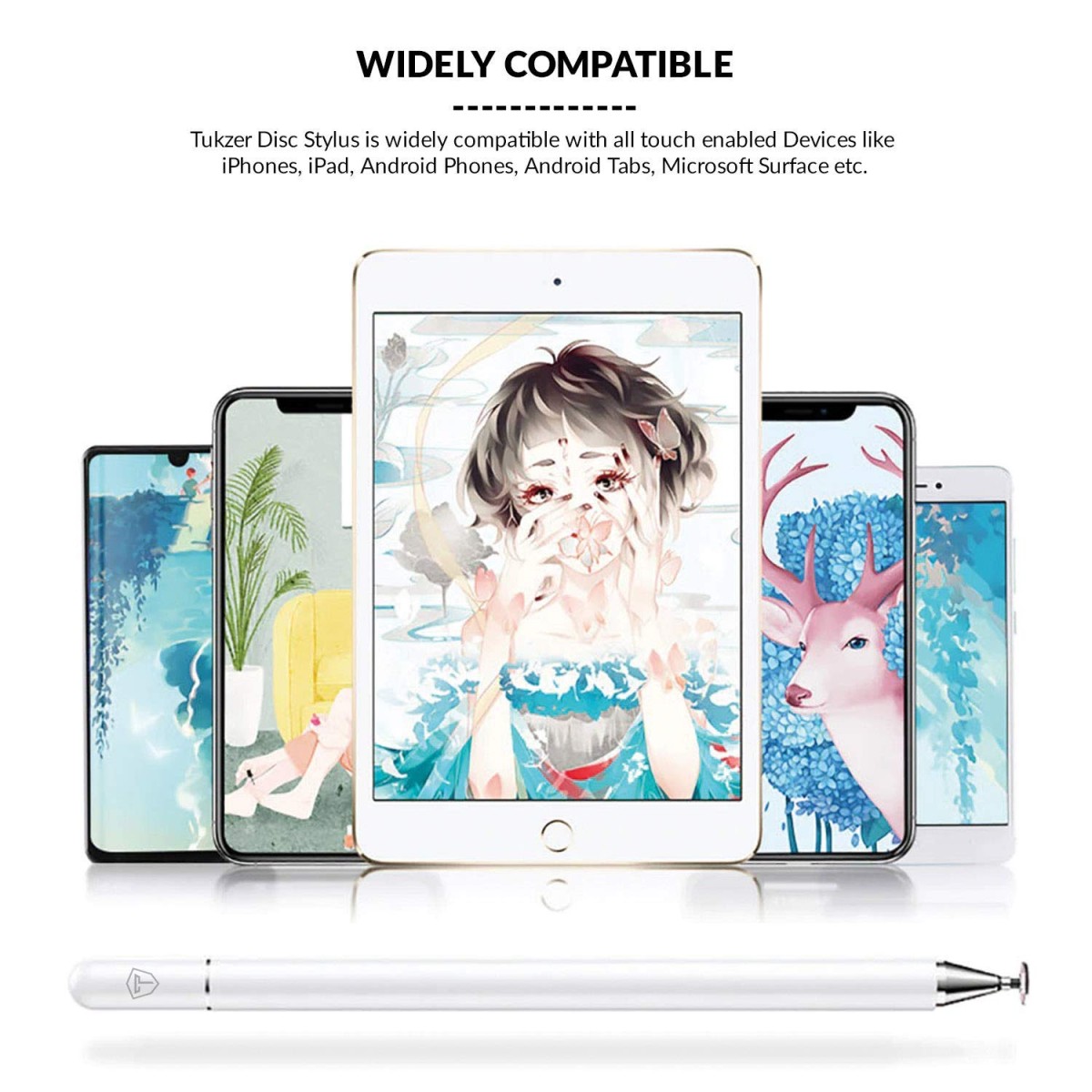 Tukzer Capacitive Stylus Pen for Touch Screens Devices, Fine Point, Lightweight Metal Body