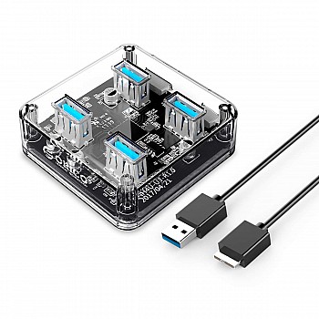 ORICO 4 Ports Hub Transparent USB 3.0 Hub Support Offline Powered and OTG Function with 30CM Cable