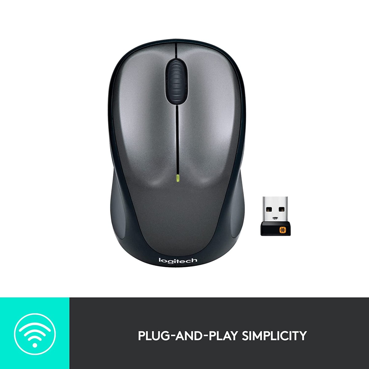 Logitech M235 Wireless Mouse, 2.4 GHz with USB Unifying Receiver, 1000 DPI Optical Tracking (Black/Grey)