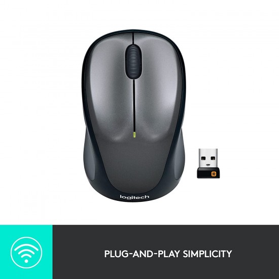 Logitech M235 Wireless Mouse, 2.4 GHz with USB Unifying Receiver, 1000 DPI Optical Tracking (Black/Grey)