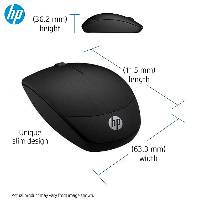 HP X200 Wireless Optical Mouse Adjustable Up to 1600DPI 2.4GHz Connectivity Black