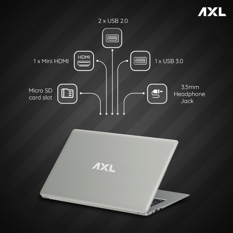 AXL VayuBook Laptop 14.1 Inch FHD IPS Display 4GB Ram,128GB SSD Windows 11 Space Grey