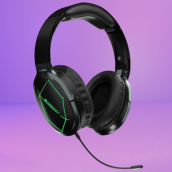 Zebronics Zeb-Envy Bluetooth Headphone with 33hrs Playback time, 3 Led Modes and Detachable Mic