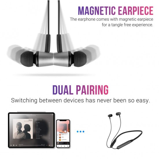 Zebronics Zeb-Lark ​Wireless ​in Ear​ ​Neckband Earphone​ ​with BT 5.0, Rapid Fast Charging, Up to 17H Battery Life (GREY)