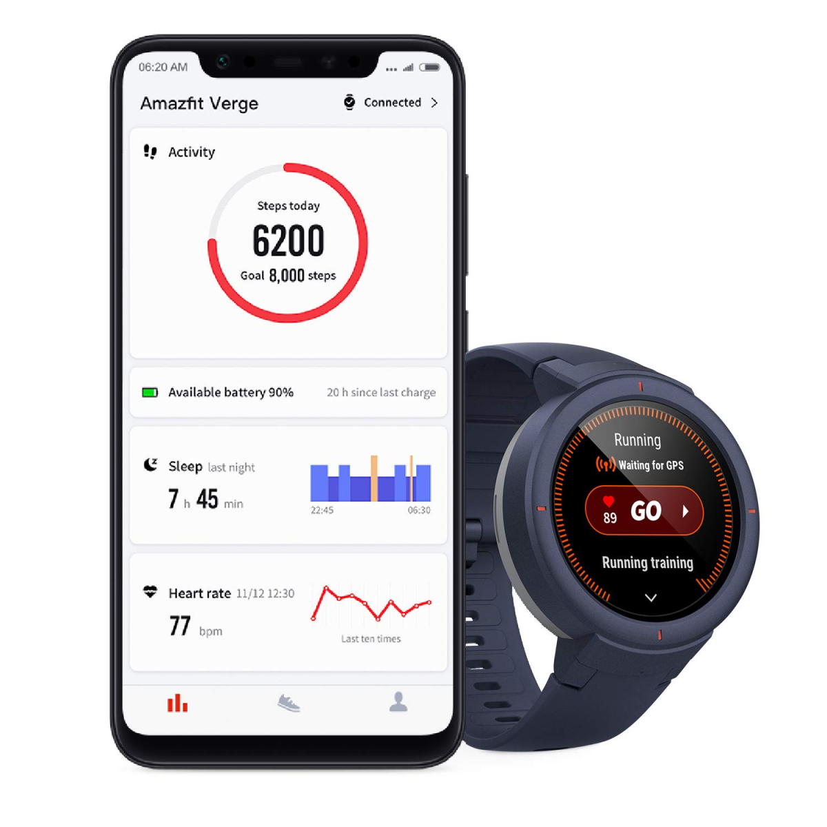 Amazfit Verge Phone Call Smart Watch with Alexa-Built in (Blue)- Amazfit Verge Phone Call Smart Watch with Alexa-Built in (Blue)-