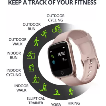 Syska SW100 Smartwatch (Gold Strap, Free Size)