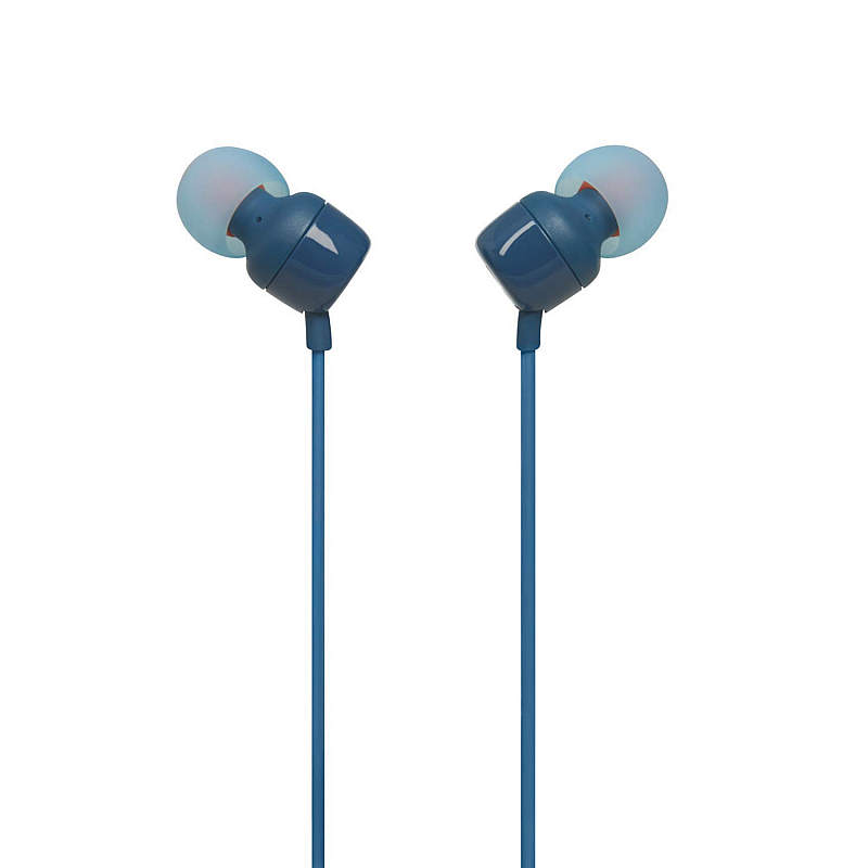 JBL T110 In-Ear Headphones with Pure Bass, Mic & Tangle Free Flat Cable  (Blue) 