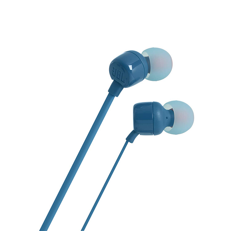 JBL T110 In-Ear Headphones with Pure Bass, Mic & Tangle Free Flat Cable  (Blue) 