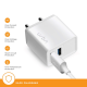 URBN 3.1Amp Dual Port Smart Charge Wall Adapter with 3 feet Fast Charging Type-C Cable Included - (White)