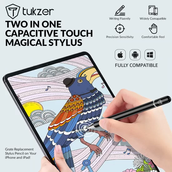 Tukzer Universal Stylus Pen for Smartphone/Tablet/iPad/Pro/Air/iPhone/iOS/Android/All Touch Screens Devices (Black)