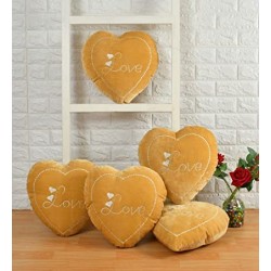 Love Heart Shape Cushions with Fillers (13X13Inch) (Pack of 5) (Beige)