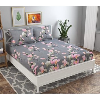 Premium Double Bedsheet with 2 Pillow Covers - 160 TC Supersoft Glace Cotton -