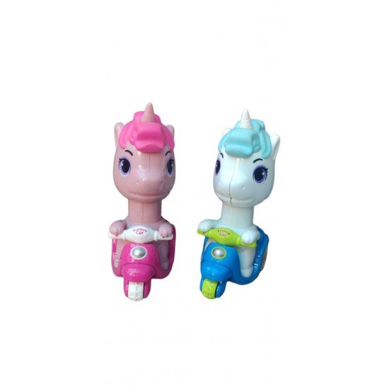 Ginniz Cute Unicorn Pressure Scooty Car Play Set Press and Go Friction Powered Toys Head Scooter Toddler Car Toy for Kids - Pack of 1