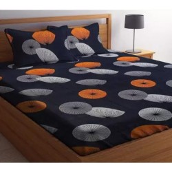 LOXICA 140 TC Cotton Double Printed Flat Bedsheet   (Pack of 1, Black)
