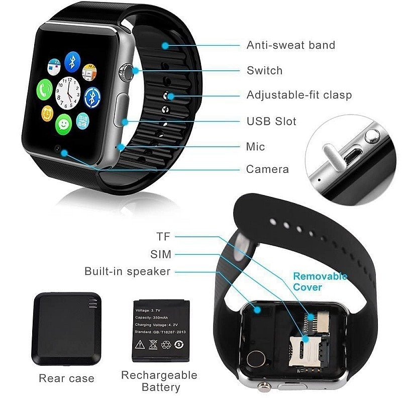 A1 Watch - Series 7 Smart Watch with Camera, Activity & Heart Rate Tracker, Sim & SD Card Support.