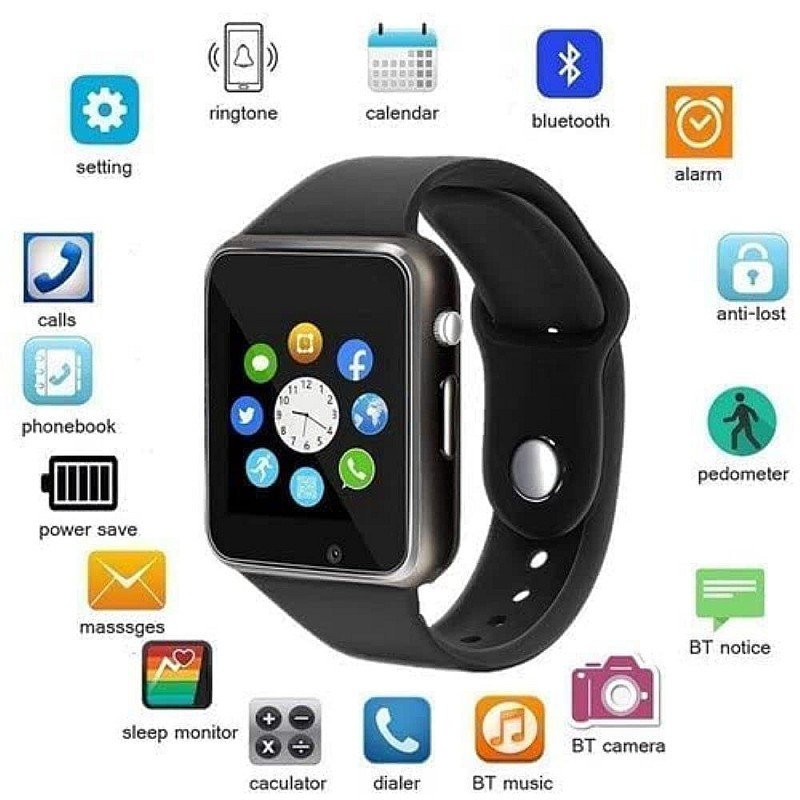 A1 Watch - Series 7 Smart Watch with Camera, Activity & Heart Rate Tracker, Sim & SD Card Support.