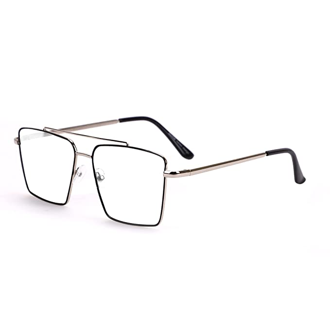 Transparent Square Unisex Optical Metal Frame for Unisex-Pack of 1