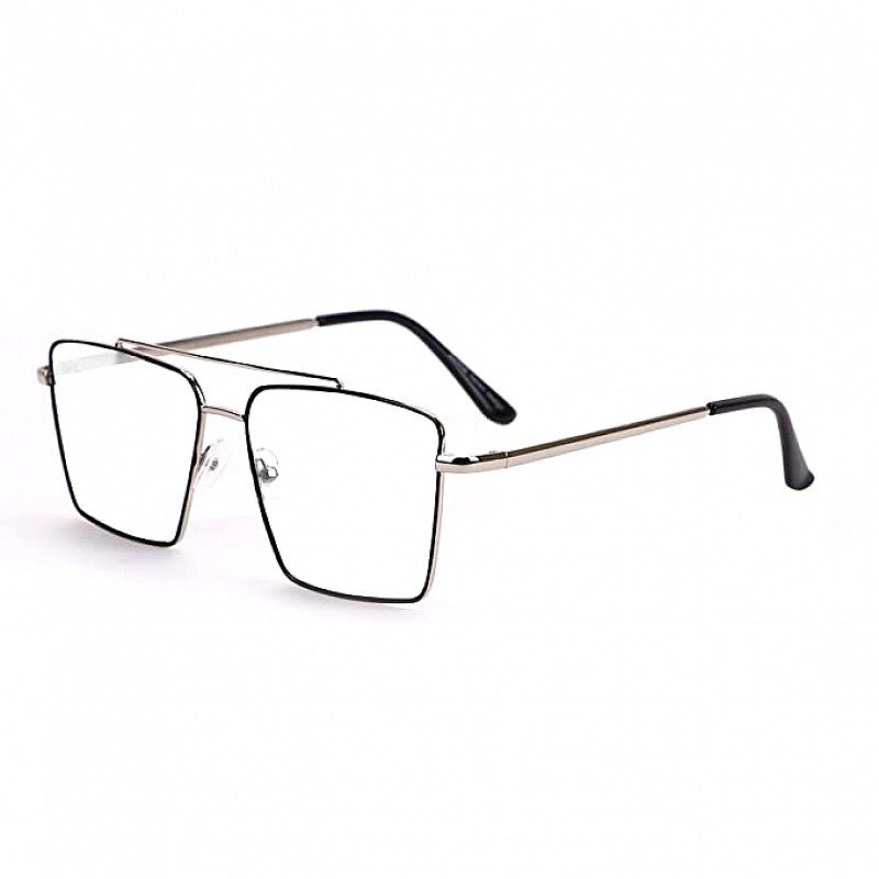 Transparent Square Unisex Optical Metal Frame for Unisex-Pack of 1