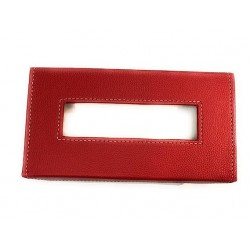 LEEZEL| Tissue Box Holder with 100 Pulls Cotton Rags Tissue | Handcrafted Fine Leather (Red)