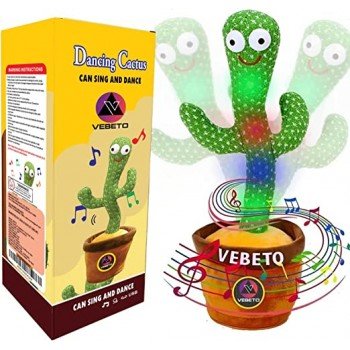 Airtree Dancing Cactus Talking Toy Kids Children Plush Electronic Toys Baby Singing Wriggle Voice Recording  LED Lights Toddler Educational Funny Gift