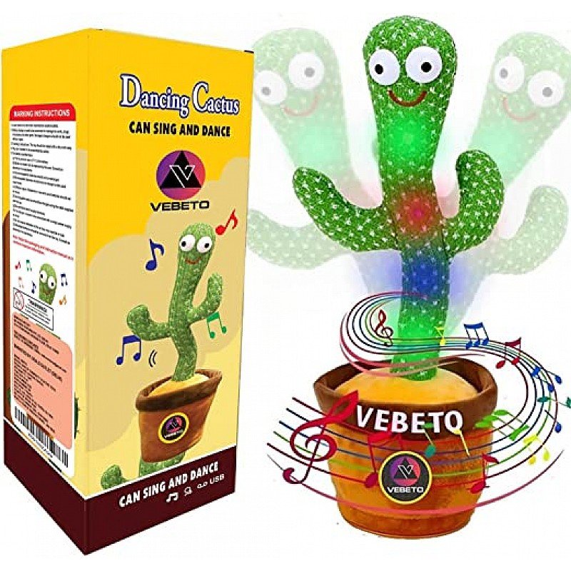 Airtree Dancing Cactus Talking Toy Kids Children Plush Electronic Toys Baby Singing Wriggle Voice Recording  LED Lights Toddler Educational Funny Gift