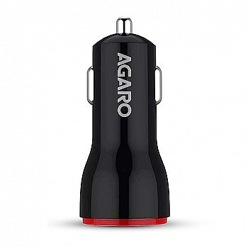 AGARO Dual Port Car Charger, 18W Quick Charging, 2.1A, Dual USB Port Output, Fast Charge,  Compatible with All Type C Smartphones, Black & Red