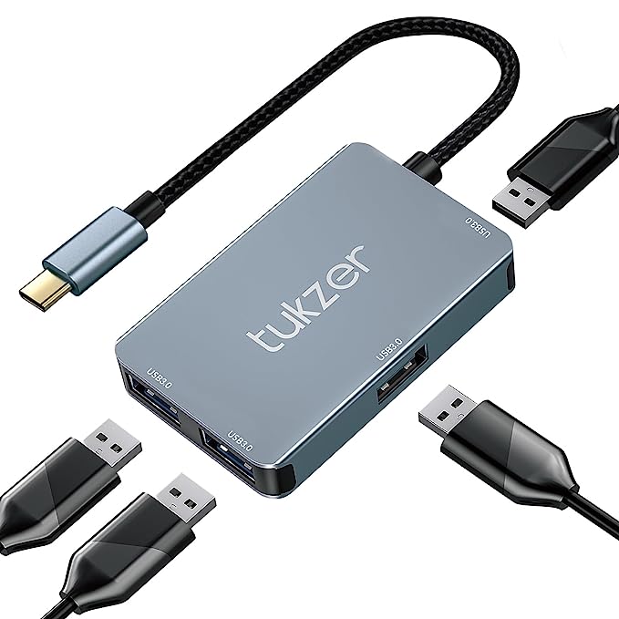 Tukzer 4-in-1 USB C 3.0 HUB, Type C to USB A HUB Splitter Extender, Docking Station, 5Gbps Data Sync Speed, MultiPort Adapter for iOS, MacBook Tukzer 4-in-1 USB C 3.0 HUB, Type C to USB A HUB Splitter Extender, Docking Station, 5Gbps Data Sync Speed, MultiPort Adapter for iOS, MacBook