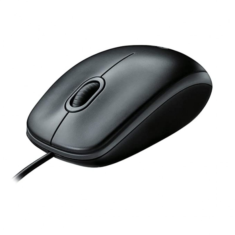 Logitech B100 Wired USB Mouse, 3 yr Warranty, 800 DPI Optical Tracking, Ambidextrous PC/Mac/Laptop - Black