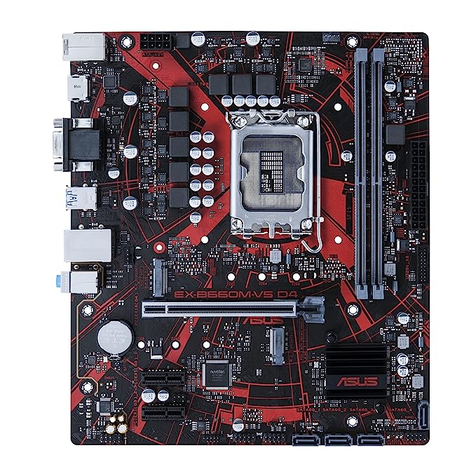 ASUS EX-B660M-V5 D4 Intel B660 (LGA1700) mATX Motherboard with PCIe 4.0 Slot, DDR4, 1GB Ethernet, Two M.2 Slots, HDMI, D-Sub ASUS EX-B660M-V5 D4 Intel B660 (LGA1700) mATX Motherboard with PCIe 4.0 Slot, DDR4, 1GB Ethernet, Two M.2 Slots, HDMI, D-Sub