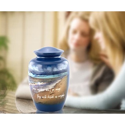 Hand Painted Footprints Urn, Footprints Cremation Urn for Ashes, Adult Memorial Urn, Handmade Cremation Urn with Velvet Bag (Large) Hand Painted Footprints Urn, Footprints Cremation Urn for Ashes, Adult Memorial Urn, Handmade Cremation Urn with Velvet Bag (Large)