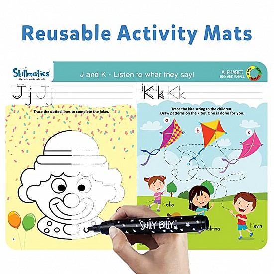 Skillmatics Educational Game - Alphabet Big and Small, Reusable Activity Mats with 2 Dry Erase Markers, Gifts for Ages 3 to 6