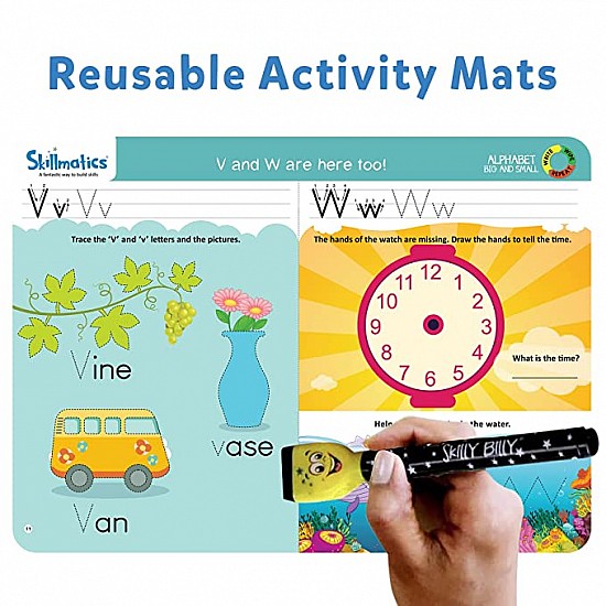 Skillmatics Educational Game - Alphabet Big and Small, Reusable Activity Mats with 2 Dry Erase Markers, Gifts for Ages 3 to 6