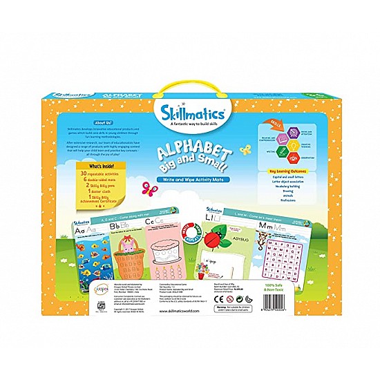 Skillmatics Educational Game - Alphabet Big and Small, Reusable Activity Mats with 2 Dry Erase Markers, Gifts for Ages 3 to 6