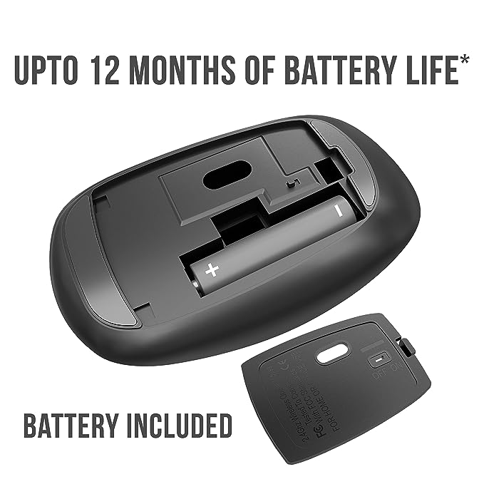 Quantum Wireless Mouse with Silent Keys, 800/1200/1600 DPI, USB Nano Receiver, USB to Type-C Connector, PC, Laptop, MacBook (Black) Quantum Wireless Mouse with Silent Keys, 800/1200/1600 DPI, USB Nano Receiver, USB to Type-C Connector, PC, Laptop, MacBook (Black)