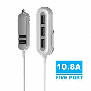 Portronics Car Power 4 POR-761 Car Charger with 5 USB Ports (White)