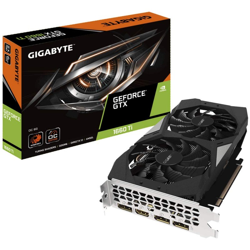 Gigabyte GeForce GTX 1660 Ti OC 6G 192-bit GDDR5 ,with Windforce 2X Cooling System, 90mm Unique Blade Fans Graphic Cards- (GV-N166TOC-6GD)-