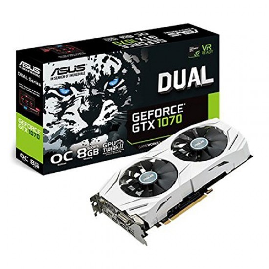 ASUS Dual series GeForce® GTX 1070 OC edition 8GB GDDR5 for best VR, 4K gaming OC Mode - : 1797 MHz / DUAL-GTX1070-O8G-