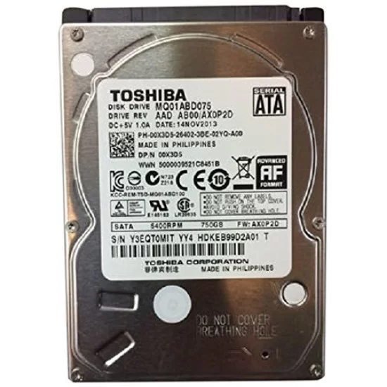 TOSHIBA MQ01ABD075 750GB 5400 RPM 8MB Cache 2.5 9.5mm SATA 3.0Gb s internal notebook hard drive - Bare Drive- 