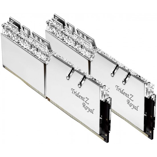 G.Skill 16GB DDR4 Trident Z Royal Silver 3200Mhz PC4-25600 CL16 1.35V Dual Channel Kit (2x8GB)-
