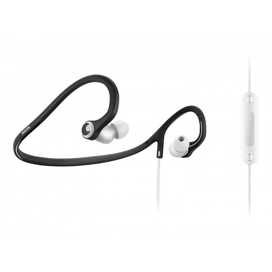 Philips SHQ4305WS/00 ActionFit Sports in-Ear Headphones (Black/White)-