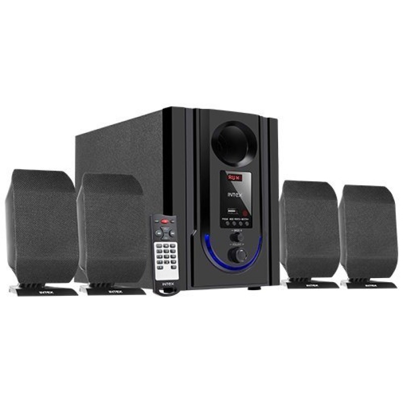 Intex IT-301 FMUB 4.1 Wooden Subwoofer Multimedia Speaker with Bluetooth/USB/FM/AUX(Black)