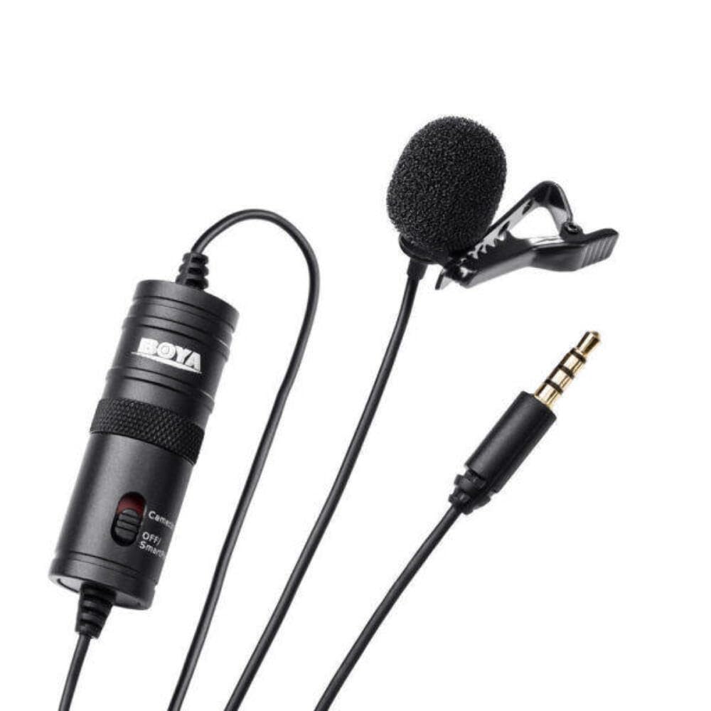 Boya BYM1 Omnidirectional Lavalier Condenser Microphone with 20 ft Audio Cable (Black)