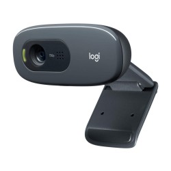 Logitech C270 Webcam, HD 720p/30fps, Widescreen HD Video Calling, HD Light Correction, Noise-Reducing Mic,Tablet - Black
